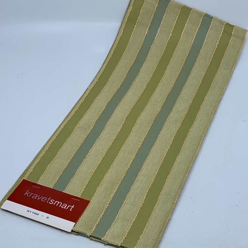 Kravet Smart Fabric Sample Green Blue Striped Heavy Duty Textured Remnant‎ Craft